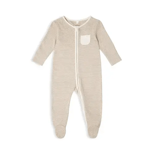 Clever Zip Sleepsuit Oatmeal Stripe: 6-9 months