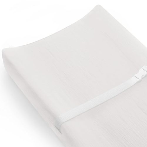 Changing Pad Cover for Baby Girls Boys, Muslin Changing Table Pad Covers with Boho Style, Neutral Color Soft and Breathable (White)