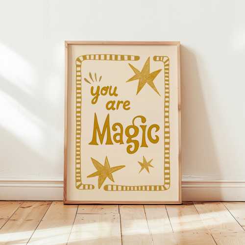 You Are Magic Print, Inspirational Wall Art, Bedroom Typography Poster, Positive Quote Print, Kids Play Room Decor, Boho Nursery MR11