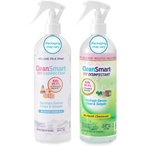 CleanSmart Toy Disinfectant Spray Kills 99.9% of Viruses and Bacteria, Rinse Free, 16 oz Bottle, (Pack of 2)