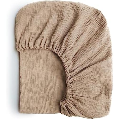 Konssy Muslin Fitted Crib Sheets 100% Cotton Baby Crib Sheets for Standard Crib Mattress (28 X 52 Inches), Soft and Breathable for Boy, Girl (Sepia)