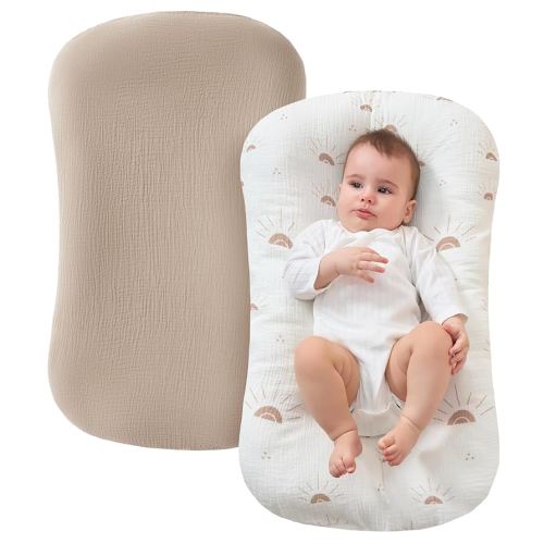 JELLYMONI Muslin Baby Lounger Cover, 100% Cotton 2 Pack Infant Lounger Cover to Protect Lounger from Minor Leaks and Spills, Covers Only No Loungers