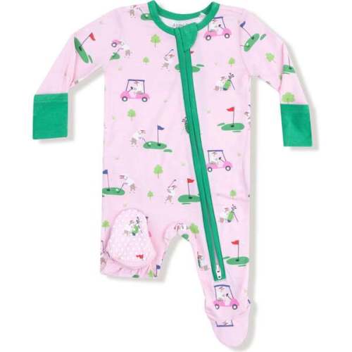 2 Way Zipper Ruffle Back Footie, Dogs Pink Golf - Angel Dear | Maisonette