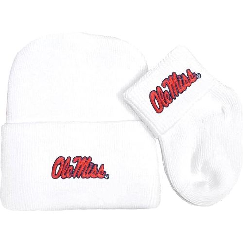 Mississippi Ole Miss Rebels Newborn Baby Knit Cap and Socks Set