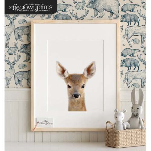 Baby deer print, PRINTABLE, Animal prints, Nursery decor, Animal art, Baby animals, Nursery wall art, Kids room, The Crown Prints TCP14_
