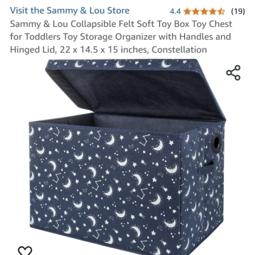 Amazon.com: Sammy & Lou Collapsible Felt Soft Toy Box Toy Chest for Toddlers Toy Storage Organizer with Handles and Hinged Lid, 22 x 14.5 x 15 inches, Constellation : Baby
