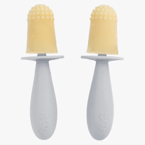 ezpz Tiny Pops (2-Pack) - Popsicle Mold for Infants - Easy for Baby’s Grasp - Dishwasher Safe - 4 Months+ (Pewter)