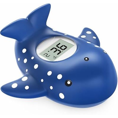 Baby Bath Thermometer for Infant & Toddler,Floating Digital Water Temperature Thermometer with 3-Color LED Backlight, Instant Accurate Reading,Baby Bath Toy,Hot & Cold Alert(Deep Blue Whale)