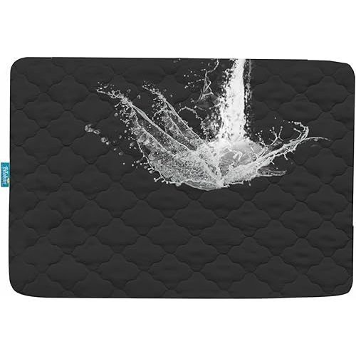 Pack and Play Mattress Pad Waterproof, Pack and Play Sheets Quilted- 39" x 27" Fitted, Black