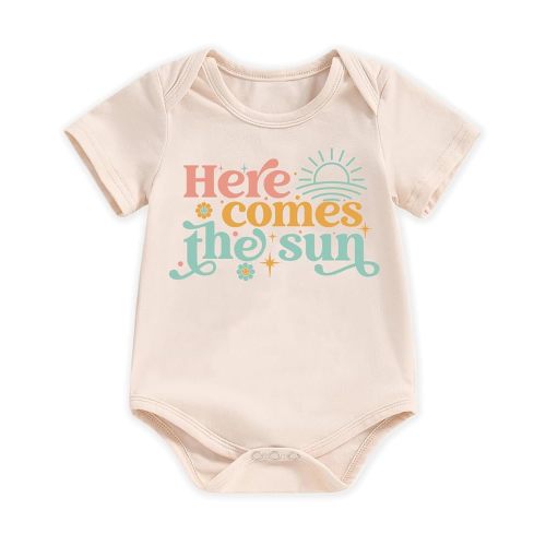 hrcfbk Newborn Baby Boy Girl Bodysuit Funny Letters Print Short Sleeve Pregnancy Announcement Baby Reveal Romper