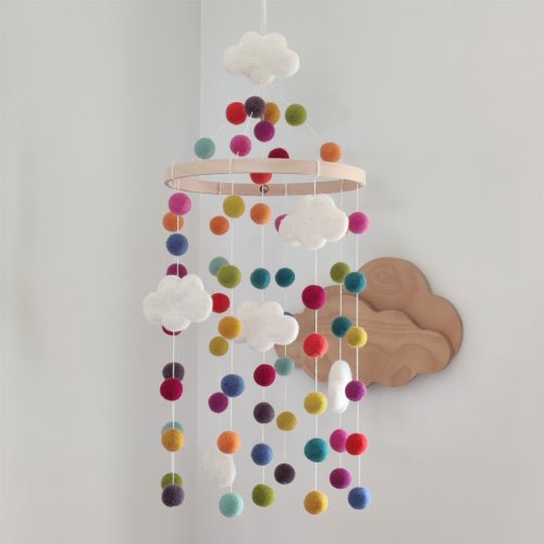 Baby mobile/cloud mobile/multicolor nursery/unisex nursery mobile/crib mobile/felt mobile/scandinavian/modern nursery/cloud baby decoration