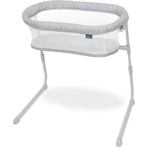 HALO Baby Flex BassiNest, Adjustable Travel Bassinet, Easy Folding, Lightweight with Mattress and Carrying Bag, Morning Mist