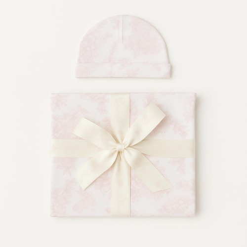 Bamboo Baby Swaddle Blanket & Hat Set in Rose Toile