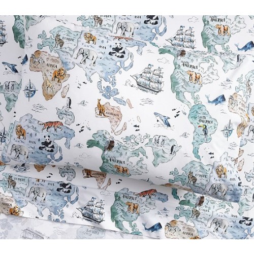 World Map Organic Sheet Set | Pottery Barn Kids