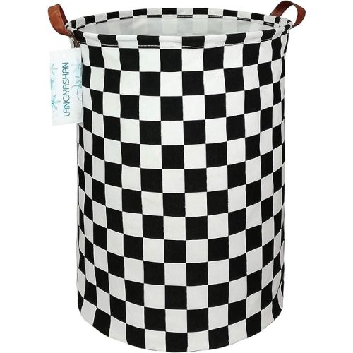 LANGYASHAN Laundry Basket Canvas Fabric Collapsible Organizer Basket for Storage Bin Toy Bins Gift Baskets Bedroom Clothes Children Nursery Hamper (Racing flag)