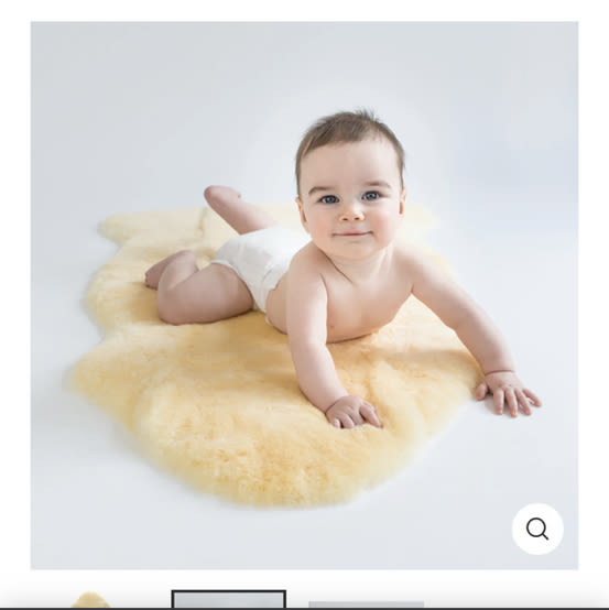 Sheepskin Rug for Babies, 100% Natural, Shorn Lambskin Wool, 2 x 3 Feet, Flax