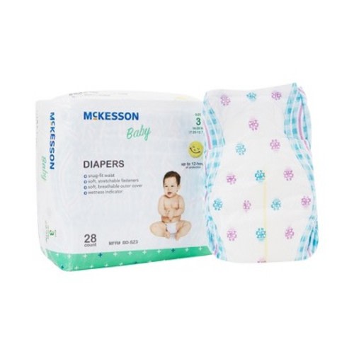 McKesson Baby Diapers, Disposable, Moderate Absorbency, Size 3, Size: 112 count