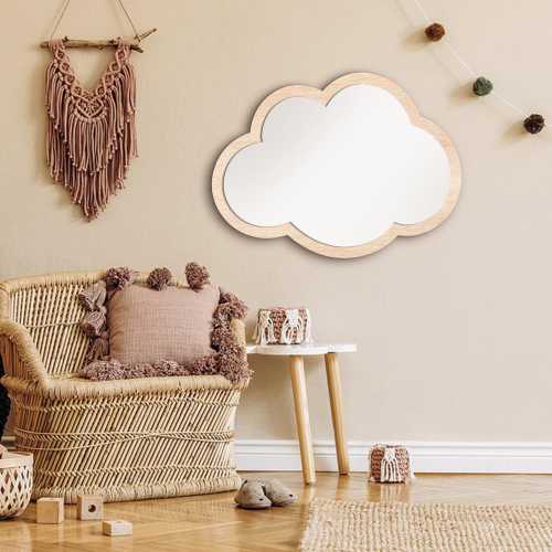 Cloud Mirror, Nursery Wall Decor, Children's Room Wall Mirror, Montessori-Inspired Kids Mirror, Decorative Mirror for Kids' Bedrooms.