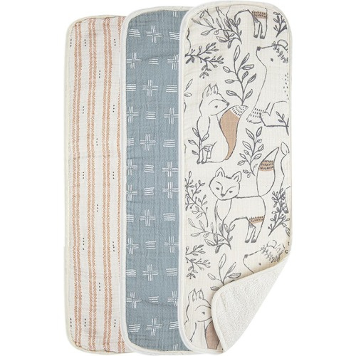 CRANE BABY 3-Pack Cotton Baby Burp Cloth Set, Multi