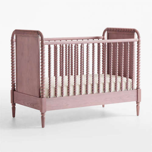 Jenny Lind Heirloom Dyed Lilac Rose Wood Convertible Baby Crib with Toddler Bed Rail