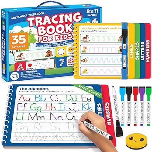 Preschool Learning Activities - Tracing Books for Kids Ages 3-5 - Toddler Handwriting Practice - Letter Tracing for Kids Preschool Kindergarten Workbooks 3-4, 4-5 - Learning Books - Back To School