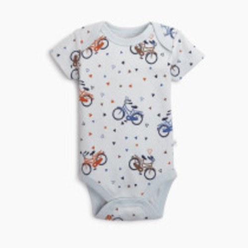 Tiny Kind Printed Short Sleeve Organic Cotton Bodysuit - Bicycle, 6-9 M