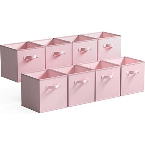 GRANNY SAYS Cube Storage Bins, 11 Inch Storage Cube Organizer, Collapsible Fabric Storage Cubes with Handle, Decorative Cube Storage Organizer for Shelves, Closet, Pink, 8-Pack