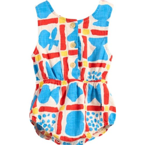 Geometric Game Organic Cotton Bubble Romper, 12M
