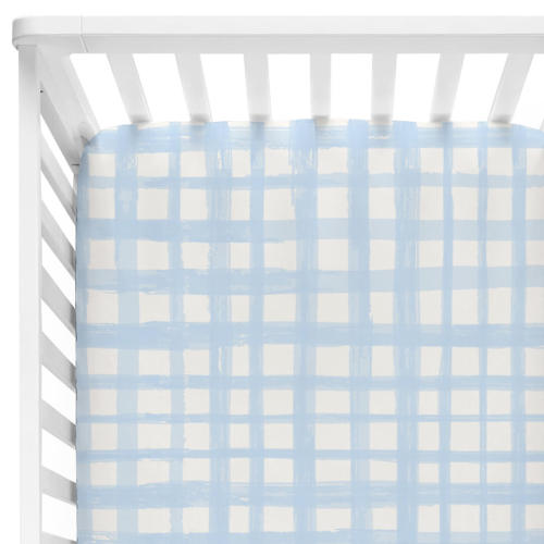 Baby Blue Plaid Crib Sheet