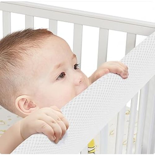 3 in 1 Crib Rail Covers for Life Size Cribs,White Soft Anti-Collision Strip Corner Covers,Protect Baby Teeth and Save Crib Rails, Rail Edge Protector Strip (white01)