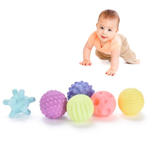 Botabee Sensory Balls for Babies - 6 Pack, Textured Multi Soft Ball Set for Toddlers 1-3, Multicolored Montessori Toys for Infant Development, Safe and Educational Baby Toys 6 to 12 Months