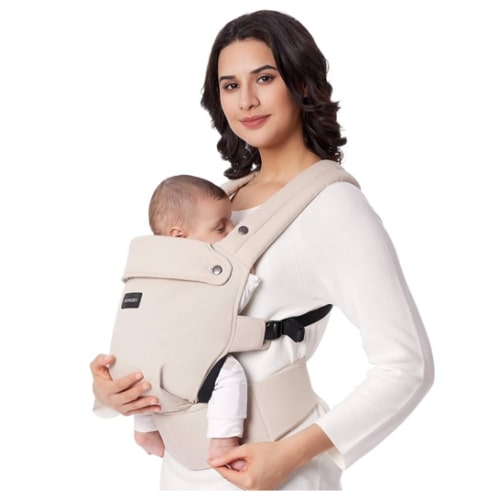 Momcozy Baby Carrier - Ergonomic, Cozy and Lightweight Carrier for 7-44lbs, Effortless to Put On, Ideal for Hands-Free Parenting, Enhanced Lumbar Support, Purehug for Infant to Toddler, Khaki