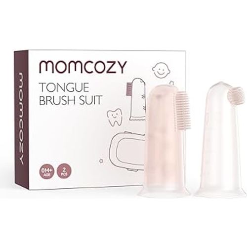 Momcozy Silicone Finger Toothbrush for Baby, Baby Finger Toothbrush for Training Teething, Infant Toothbrush, Toddler Toothbrush Baby Oral Cleaner, 2 Pcs