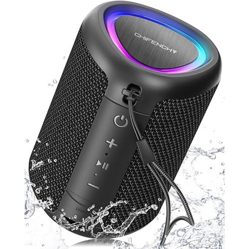 Portable Bluetooth Speaker with Lights, Powerful Crystal Clear Sound, IPX5 Waterproof, All Day Playtime, AUX&TF-Card Input, Bluetooth 5.3, TWS Paring, Small Wireless Speaker for Outdoor, Gift Ideas