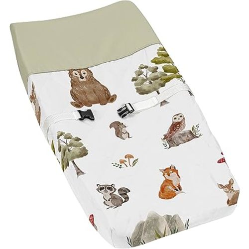 Sweet Jojo Designs Woodland Forest Animals Boy Girl Gender Neutral Unisex Baby Changing Pad Cover Infant Newborn Diaper Table Change Mat Sheet Animal Friends Brown Bear Fox Hedgehog Deer Watercolor
