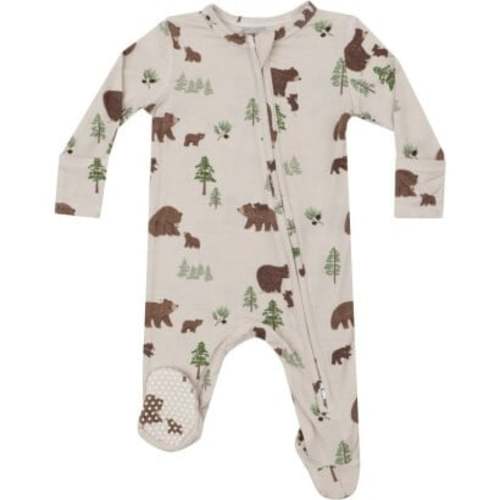 Sweet Brown Bears 2 Way Zipper Footie, Beige - Angel Dear | Maisonette