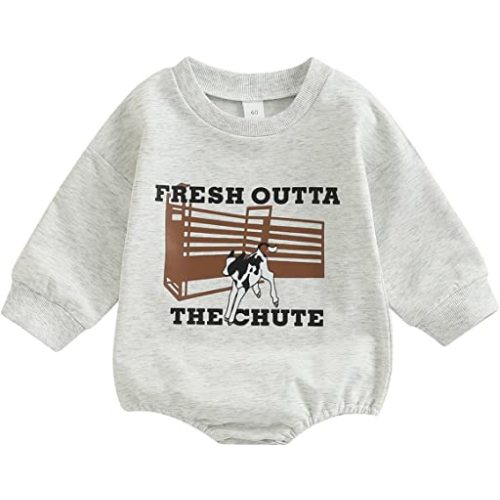 Omkzanbi Western Baby Girl Boy Clothes Sweatshirt Romper Cow Printed Bodysuit Long Sleeve Onesie Newborn Fall Winter Outfits