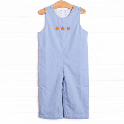 Petite Pumpkin Embroidered Long Jon Jon, Blue – Stitchy Fish