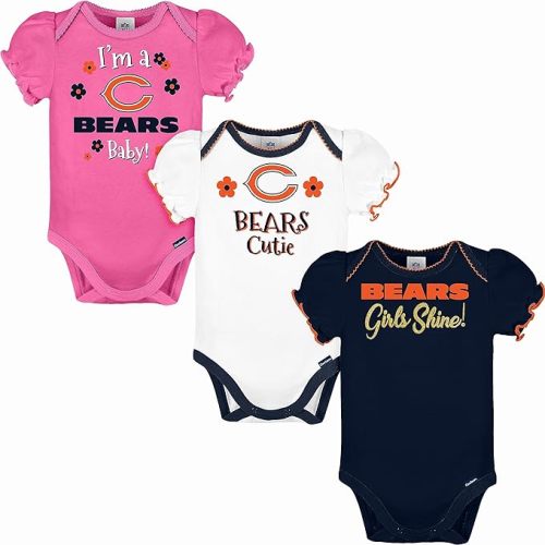 Gerber Baby Girls' NFL Team 3 Pack Short Sleeve Onesie Bodysuit