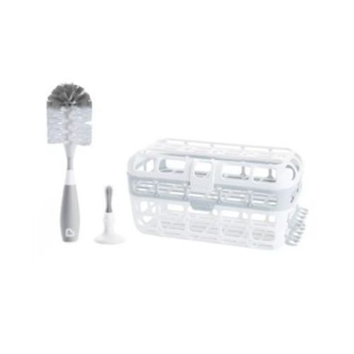 High Capacity Drying Rack with Bristle Bottle Brush, Grey