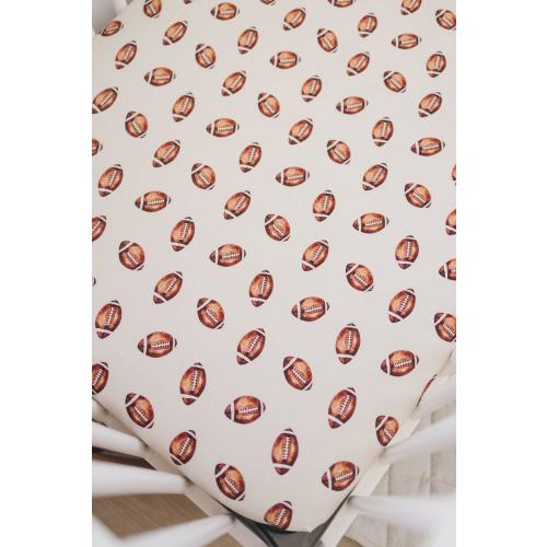 Football Print Bamboo Crib Sheet | Little Joy Co.