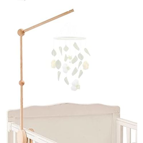 Baby Crib Mobile Arm - 30 Inch Wooden Mobile Hanger for Crib, Baby Mobile Holder for Baby Girls Boys Nursery Decor - with Anti Slip Attachment