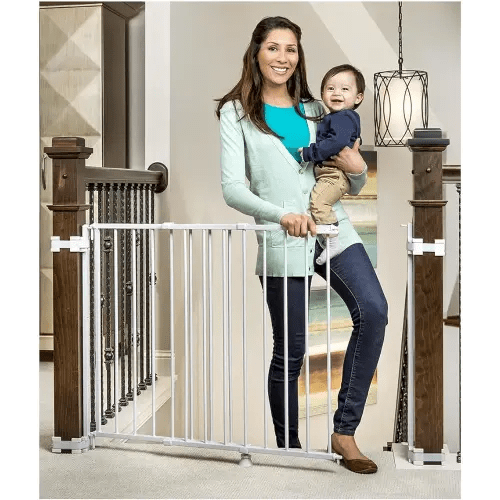 Regalo 2-in-1 Stairway and Hallway Wall Mounted Baby Gate, Bonus Kit, Includes Banister and Wall Mounting Kit