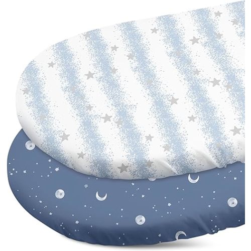 Gllquen Baby Bassinet Sheets 2-Pack for Baby Girl Boy Blue Star