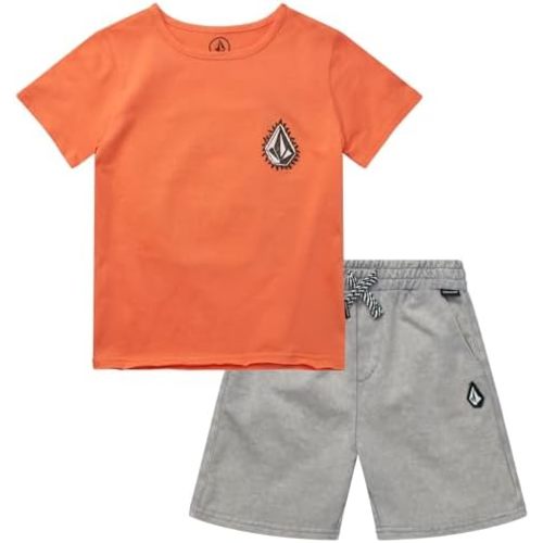 Volcom Toddler Boy Shorts Set - 2 Piece Short Sleeve Graphic Tees and Shorts for Boys - Toddler & Little Boys Summer Outfits