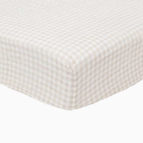 Little Unicorn Cotton Muslin Crib Sheet - Tan Gingham