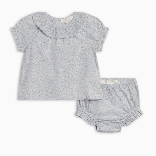 Bess Poplin Ruffle Collar Shirt and Bloomer Set