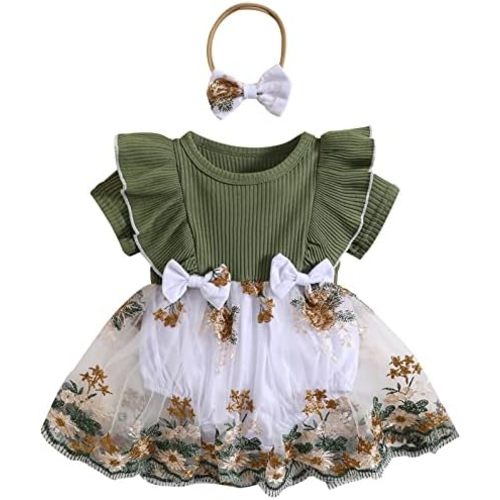 Mubineo Baby Girl Summer Clothes Outfits Sleeveless Lace Floral Romper Dress Newborn Outfit
