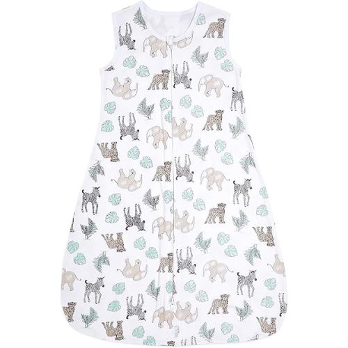 aden + anais Essentials Easy Sleeping Bag, 100% Cotton, Wearable Baby Blanket, Small, 0-6 Months, Jungle Animals