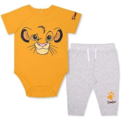 Disney Lion King Simba Baby Boys Short Sleeve Bodysuit and Pants Set for Newborn and Infants